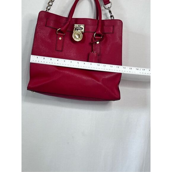 Michael Kors lipstick red and gold oversized purse - Picture 9 of 10